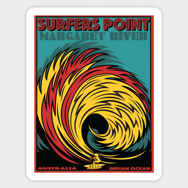 SURFERS POINT MARGARET RIVER AUSTRALIA Sticker by Larry Butterworth